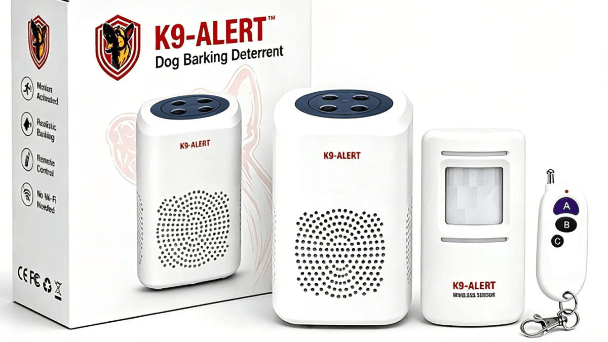 A dedicated motion-triggered barking dog alarm kit - the type big-box stores do not stock