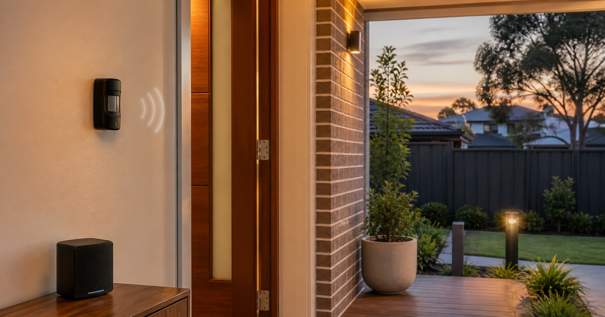 Australian front entry using motion and sound for home security without cameras
