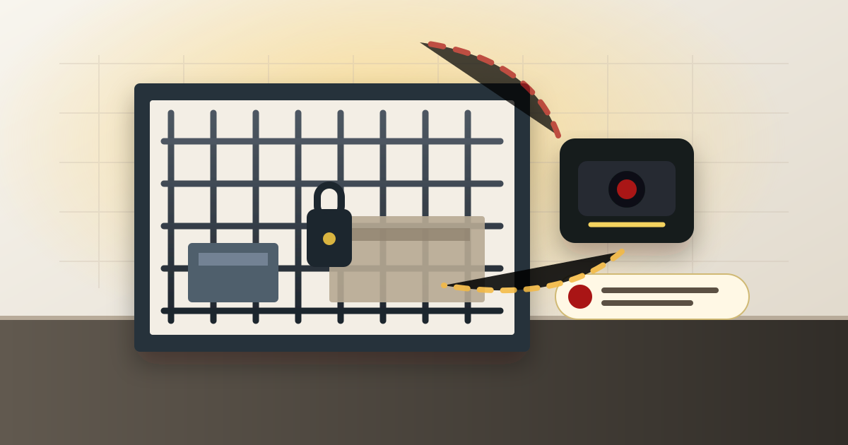 Apartment storage cage with concealed boxes, a visible padlock and a motion-triggered local sound layer