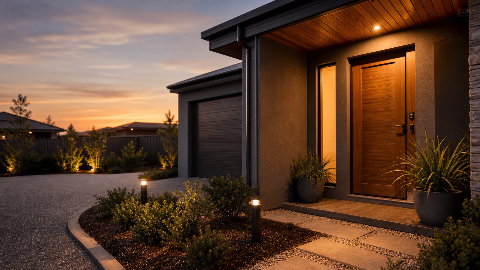 Australian front entry protected by K9-Alert at dusk
